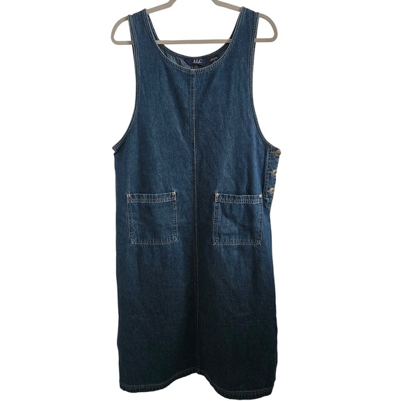 D.P.S. Petite Dresses & Skirts - Vintage Denim Jumper Dress Women M Side Buttons 100% Cotton Midi Pinafore‎